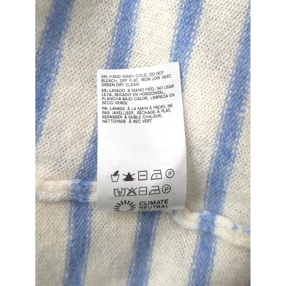 Reformation‎ Cashmere Boyfriend Ivory With Parisian Blue Stripe Crewneck Sweater - Picture 7 of 10